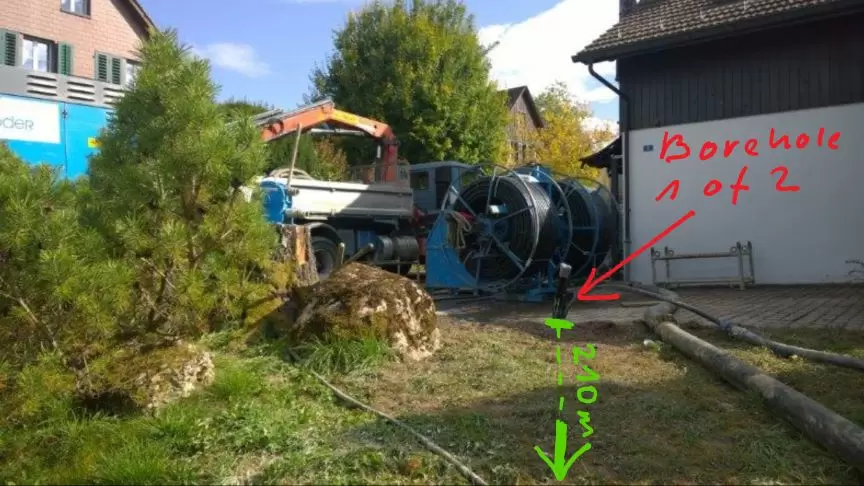 Borehole of about 210 m depth