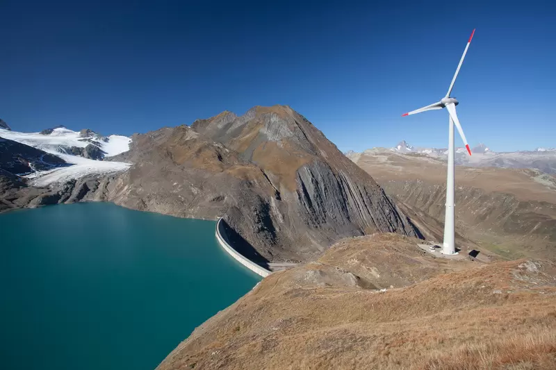 Highest located wind turbine facilty of Switzerland Nufenen, Valais