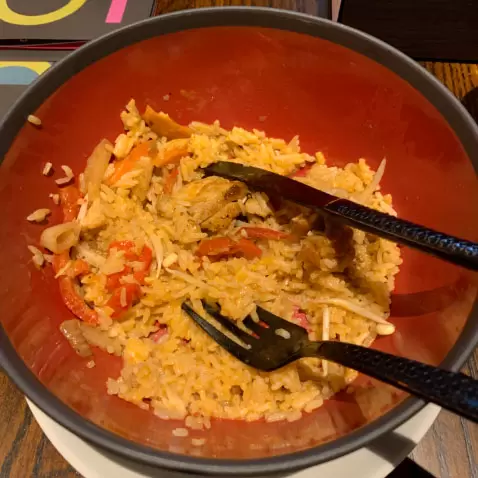 rice and chicken not finished