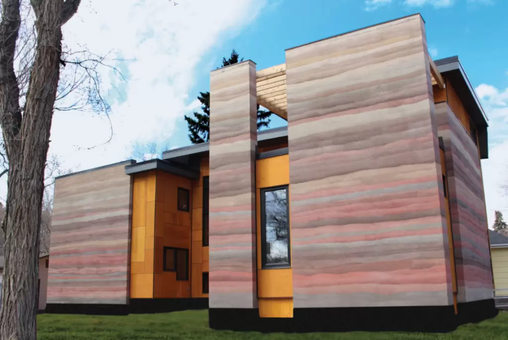 Rammed earth building a building made out of rammed earth