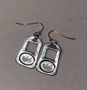 We made earrings out of these Redbull can-lids for our upcycling part of the project.