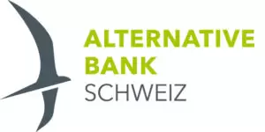 Alternative Bank Switzerland logo, featuring a bird on the left side followed by the name of the bank