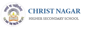 CHRIST NAGAR HIGHER SECONDARY SCHOOL logo featuring a book with a lit lamp on top with the words 'THE WAY THE TRUTH THE LIFE' above and below it in Hindi and English followed by the name of the school 