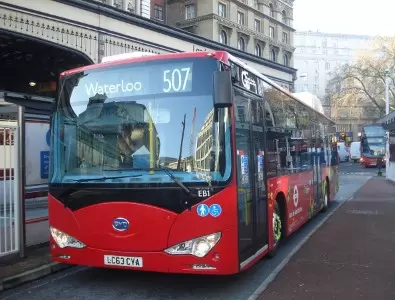 red electric London bus