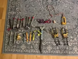 Mountain Gear that was used to climb the mentioned mountains.